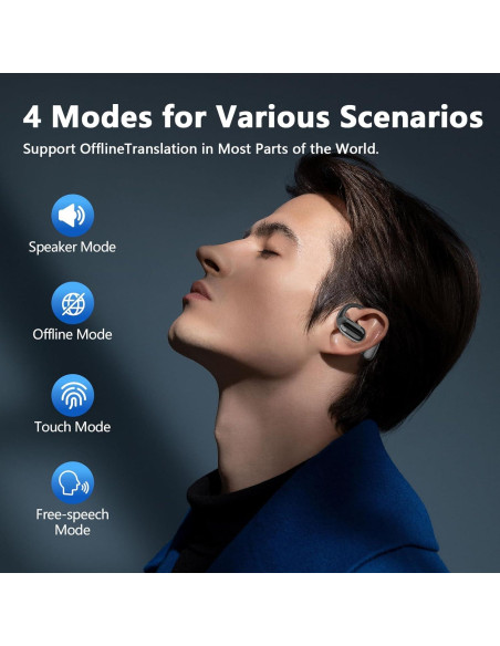 Auriculares de Traducción AI Psadhi A39, 144 Idiomas, Negro