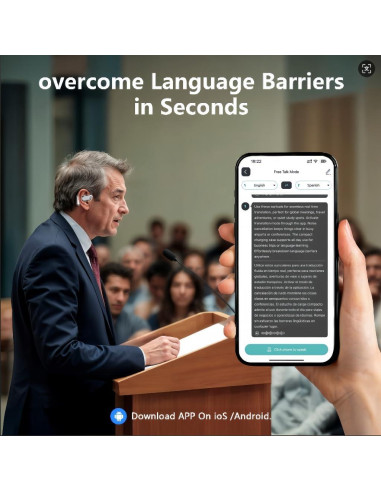 Auriculares de Traducción AI Psadhi A39, 144 Idiomas, Negro