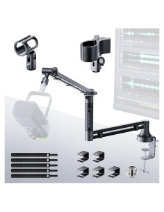 Soporte de Micrófono M05 Pro Negro 360 Ajustable para Estudio