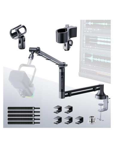 Soporte de Micrófono M05 Pro Negro 360 Ajustable para Estudio