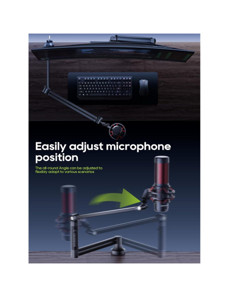 Soporte de Micrófono M05 Pro Negro 360 Ajustable para Estudio