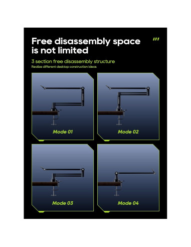 Soporte de Micrófono M05 Pro Negro 360 Ajustable para Estudio