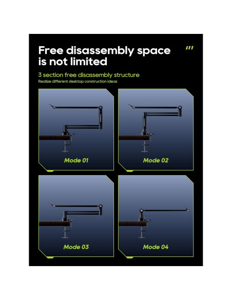 Soporte de Micrófono M05 Pro Negro 360 Ajustable para Estudio