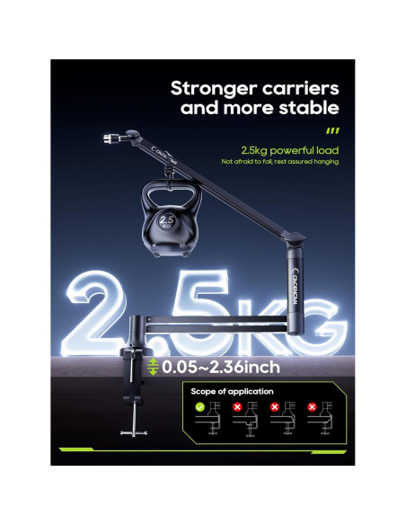 Soporte de Micrófono M05 Pro Negro 360 Ajustable para Estudio