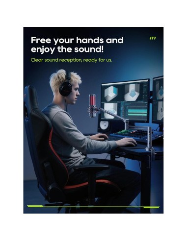 Soporte de Micrófono M05 Pro Negro 360 Ajustable para Estudio