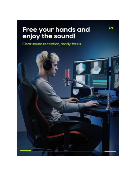 Soporte de Micrófono M05 Pro Negro 360 Ajustable para Estudio