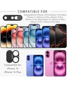 Cubierta de Cámara Frontal y Lente para iPhone 16/16 Plus - 2 Pack 2