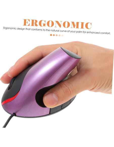 Ratón Vertical Ergonómico DOITOOL USB 5 Botones Púrpura