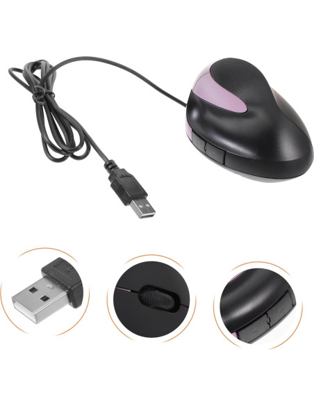 Ratón Vertical Ergonómico DOITOOL USB 5 Botones Púrpura