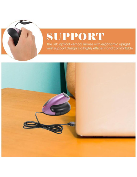 Ratón Vertical Ergonómico DOITOOL USB 5 Botones Púrpura