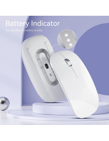 Ratón Inalámbrico Uiosmuph G11 Recargable USB C Blanco