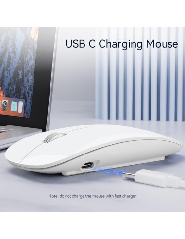 Ratón Inalámbrico Uiosmuph G11 Recargable USB C Blanco
