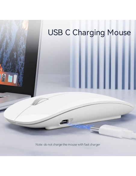 Ratón Inalámbrico Uiosmuph G11 Recargable USB C Blanco