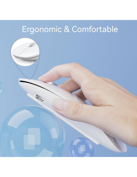 Ratón Inalámbrico Uiosmuph G11 Recargable USB C Blanco