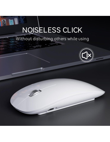 Ratón Inalámbrico Uiosmuph G11 Recargable USB C Blanco