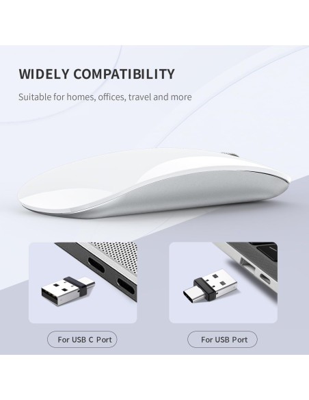 Ratón Inalámbrico Uiosmuph G11 Recargable USB C Blanco