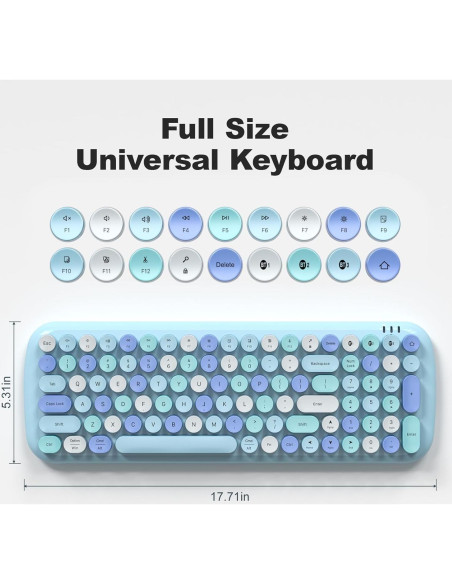 Teclado Bluetooth Inalámbrico Meidosa 100 Teclas Retro Colorido