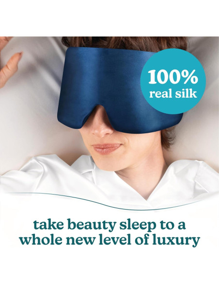 Máscara de Sueño 100% Seda Homedics Azul Medianoche - Ajustable