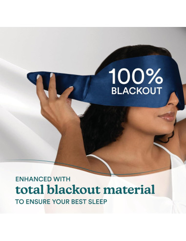 Máscara de Sueño 100% Seda Homedics Azul Medianoche - Ajustable