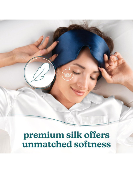 Máscara de Sueño 100% Seda Homedics Azul Medianoche - Ajustable