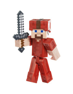 Figura Steve Minecraft en Cuero Rojo Mattel 8.26 cm 2