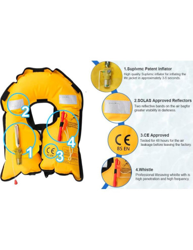 Chaleco Salvavidas Inflable Automático Suplvmc MC901-150A-LMC 150N