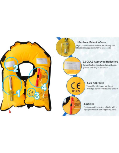 Chaleco Salvavidas Inflable Automático Suplvmc MC901-150A-LMC 150N