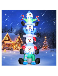 Inflable Navidad 8FT Muñecos de Nieve FunFanso LED Multicolor
