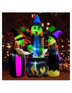 Decoración Inflable Halloween 3 Brujas Poptrend 1.83m LED