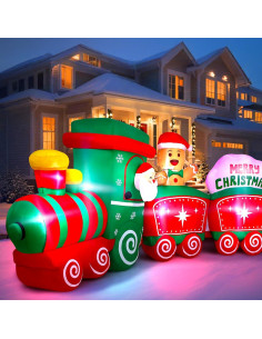 Tren Inflable de Navidad Max Fun 12ft con Santa y Luces LED 2