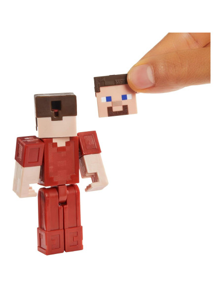 Figura Steve Minecraft en Cuero Rojo Mattel 8.26 cm