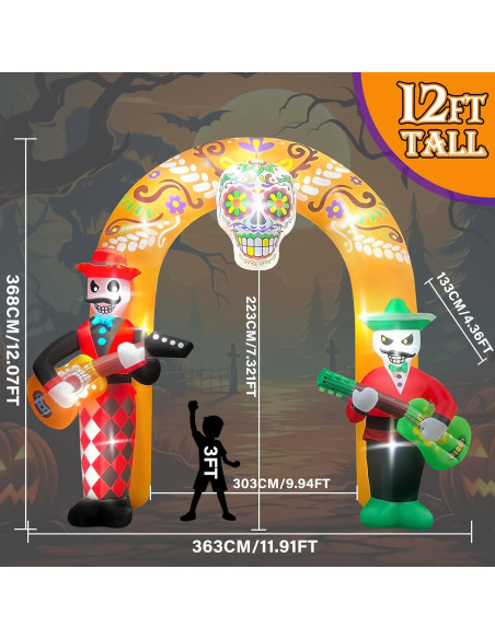 Arco Inflable de Halloween Kalolary 3.66m con Luces LED