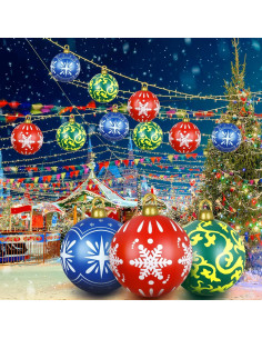 Jetec 3 Pcs Bolas Inflables de Navidad 60 cm Multicolor LED 2