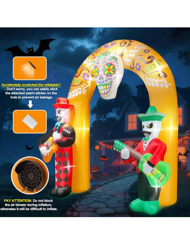 Arco Inflable de Halloween Kalolary 3.66m con Luces LED