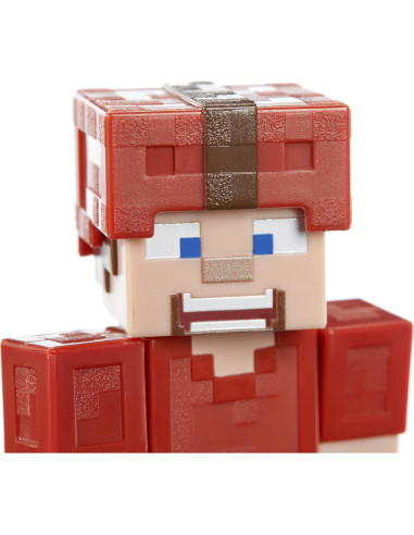 Figura Steve Minecraft en Cuero Rojo Mattel 8.26 cm