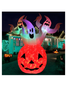 Decoración Inflable Halloween Buheco 1.83m Calabaza Fantasma LED