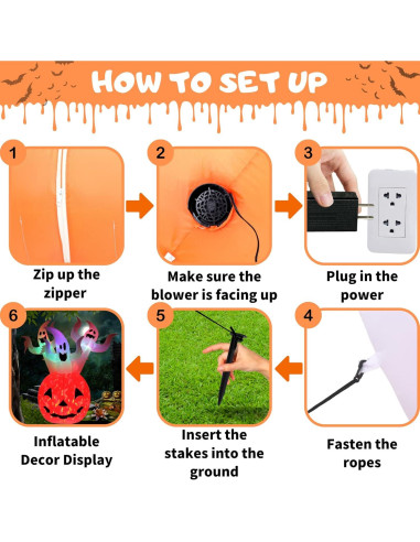 Decoración Inflable Halloween Buheco 1.83m Calabaza Fantasma LED