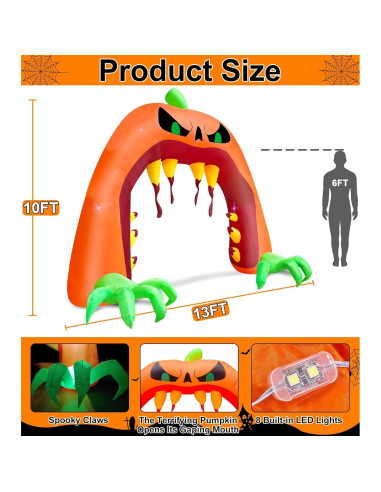 Arco Inflable Halloween TURNMEON 4.0 m Calabaza Gigante