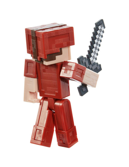 Figura Steve Minecraft en Cuero Rojo Mattel 8.26 cm