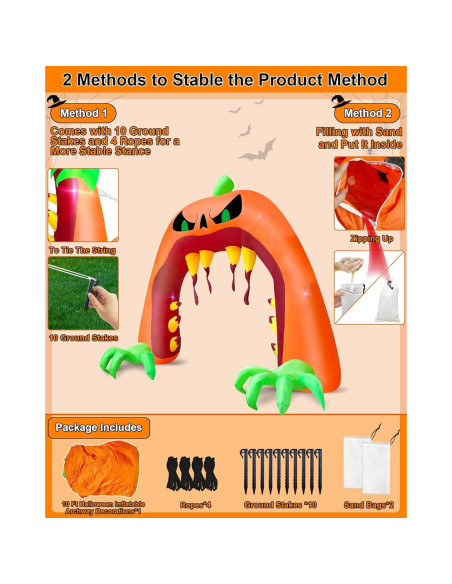 Arco Inflable Halloween TURNMEON 4.0 m Calabaza Gigante