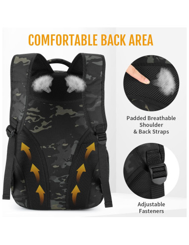 Mochila Táctica CamGo 25L Camo Negro para Senderismo y Camping