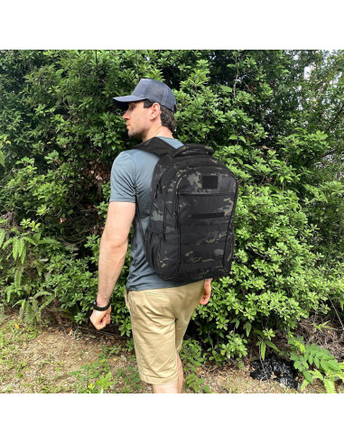 Mochila Táctica CamGo 25L Camo Negro para Senderismo y Camping