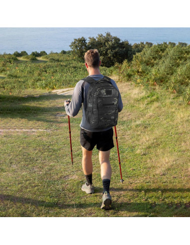 Mochila Táctica CamGo 25L Camo Negro para Senderismo y Camping