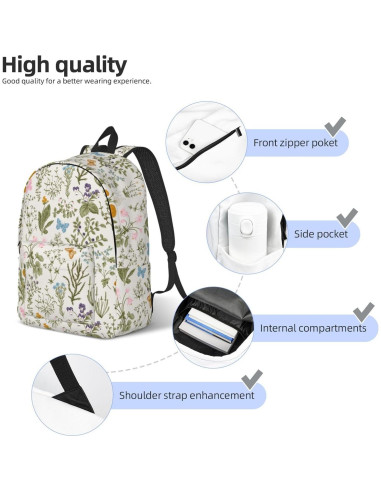 Mochila Lona Floral Vintage 15" GVGOAGL Unisex 16L