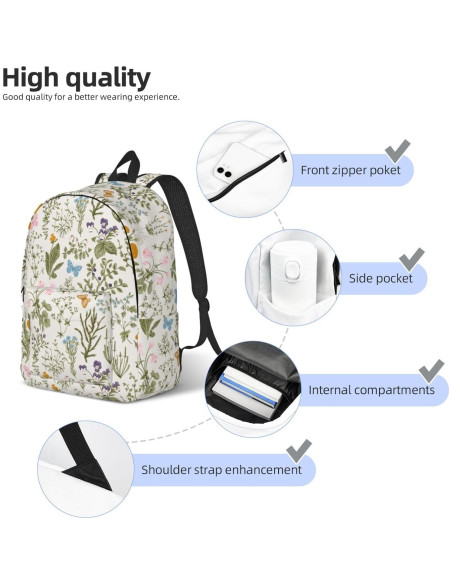 Mochila Lona Floral Vintage 15" GVGOAGL Unisex 16L