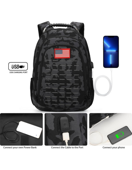 Mochila Táctica Camo Outdoor Plus 40L con Carga USB