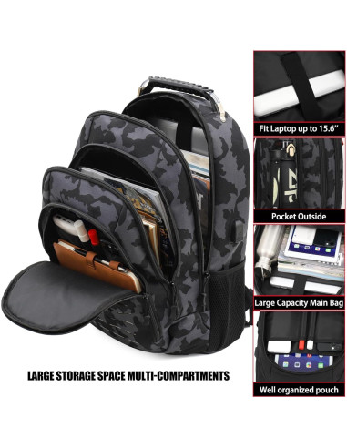 Mochila Táctica Camo Outdoor Plus 40L con Carga USB