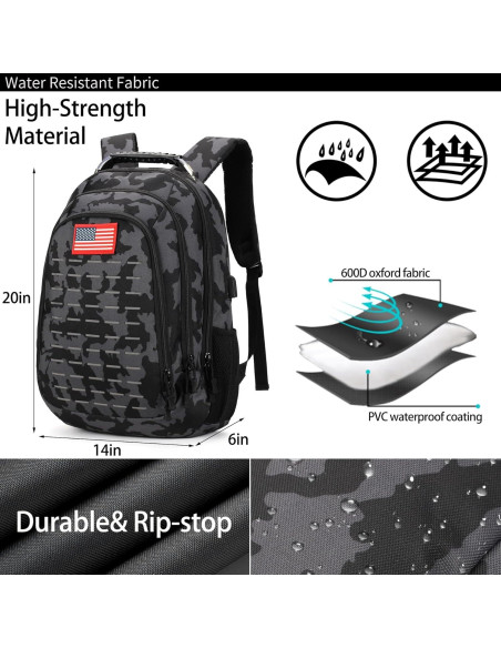 Mochila Táctica Camo Outdoor Plus 40L con Carga USB