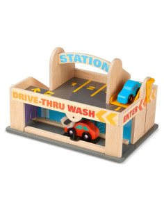 Estación de Servicio Melissa & Doug con 2 Coches de Madera