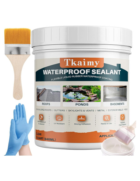 Sellador Impermeable Transparente Tkaimy 32oz para Techos y Paredes